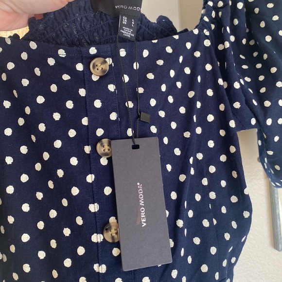 Vera Moda smoked polka dot fit and flare dress - Picture 5 of 6